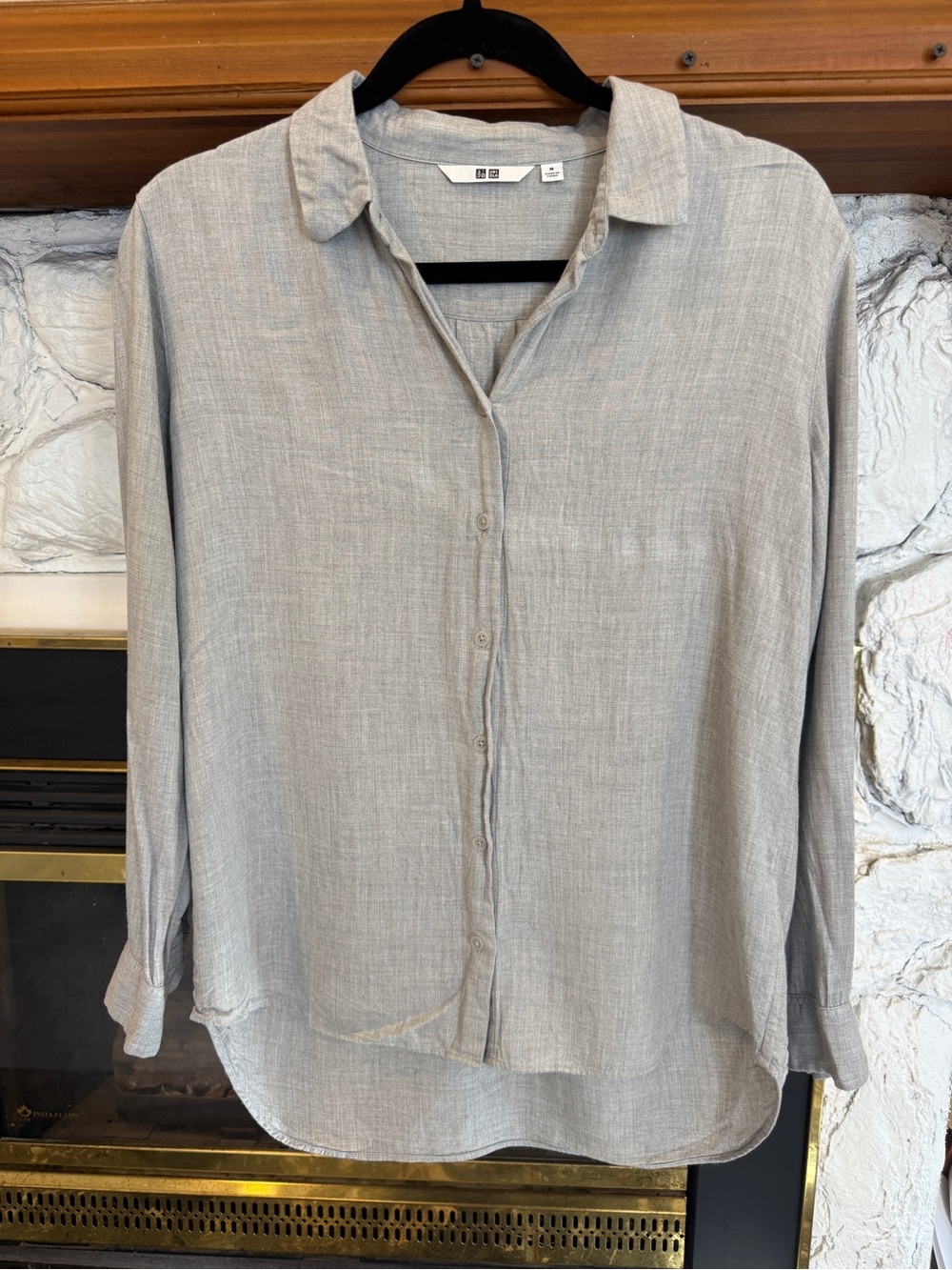 Uniqlo Light Gray Women's Button-Down Shirt